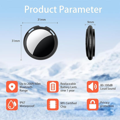 Air Tracker Tags 4 Pack [Apple MFi Certified] Pair with Apple Find My(iOS Only) Smart Bluetooth Tracking Tags Key Finder Item Locator Waterproof Worldwide Tracker for Pets Wallet Backpack Dogs Luggage