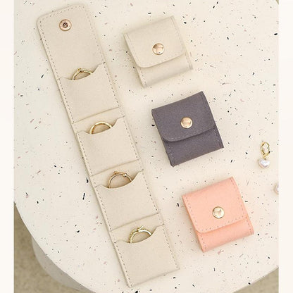 Mini Travel Jewelry Bag, 2025 New Travel Jewelry Case Organizer, Portable Foldable Compartment Auxiliary Mini Travel Jewelry Roll Bag With Buckle For Small Jewelry Earrings, Rings, Necklaces (F)