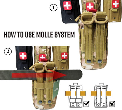 Tourniquet Pouch (Israeli Bandage + IFAK Pouch), Small Trauma Medical Kit Tactical First Aid for Camping and Hiking (Camouflage)