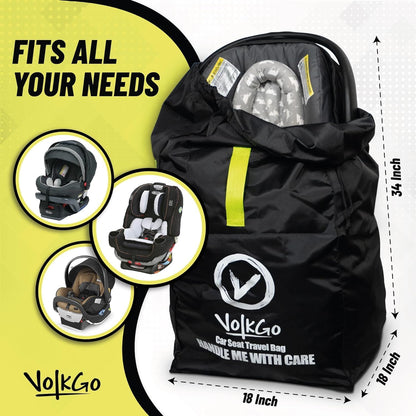 V VOLKGO Car Seat Travel Bag For Airplane with Padded Backpack Shoulder Straps, Gate Check Bag, Car Seat Bags for Air Travel Carseat Travel Cover, Carseat Travel Bag Cover for Airplane Travel