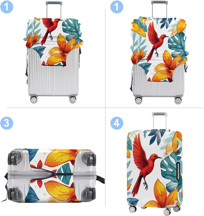 Luggage Cover Washable Suitcase Protector Anti-Scratch,Stretchable Fit for 20-34Inch Luggage Durable Travel Bag Cover with Zipper Closure (Bird, L(fits 28-30Inch suitcase))