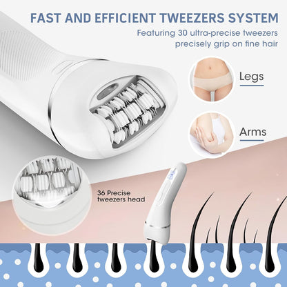 Electric Shavers for Women, 7 in 1 Hair Removal Kit with Epilator Bikini Trimmer Face Razor Body Brush Face Massager Foot Callus Remover, IPX7 Waterproof Lady Razors Set for Legs Armpit Bikini Pubic