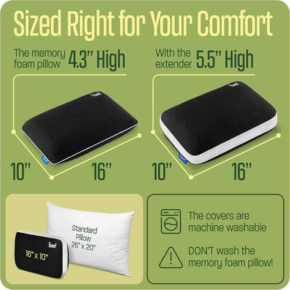 Camping Pillow: Dual Cover, Memory Foam Travel Pillow, Medium Firm Camp Pillow, Camping Pillows for Sleeping, 5 Layers for Support, Small Travel Pillow,Small Portable Pillow 10x16 Inches (Black)