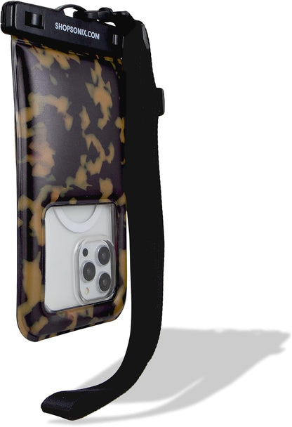 Sonix Waterproof Phone Pouch - Floating Phone Case Dry Bag w/Crossbody Lanyard - Beach Cruise Travel Essentials - Compatible w/All Devices, Touchscreen Friendly | Brown Tort