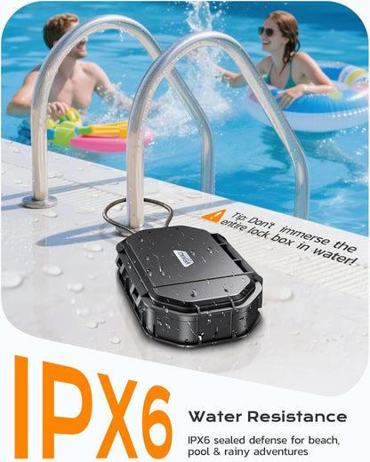 Portable Travel Safe Lock Box Waterproof & Durable, 4-Digit Combination Anti-Theft Personal Beach Safe with Removable Steel Cable, Small Security Case Lock Box for Beach/Travel/Hotel/Dorm