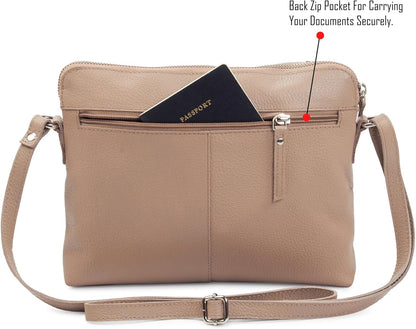 Wise Owl Accessories Small Soft Pebbled Real Leather Crossbody Handbags Purses Sling Crossover Shoulder Bag
