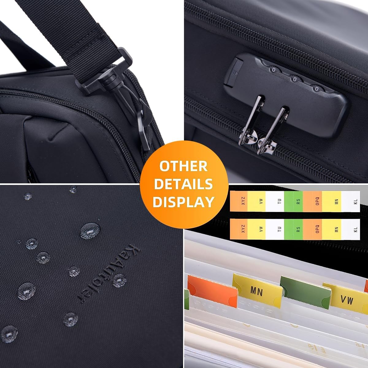 Heavy Duty Accordian File OrganizerwithHandle&Combination Lock,26 Pockets Expanding File Folder, Portable Document Organizer Accordion File Keeper for Letter Size / A4 File (Black)