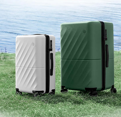 Trunk Luggage 26 Inch, Medium Checked Luggage with Double Spinner Wheels, Anti-Burst Zipper, Hard Case PC Suitcase, Lightweight Travel Luggage, TSA Approved (Seaweed Green, Hudson)