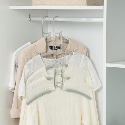 Nature Smile No Shoulder Bump Multiple Sweater Coat Clothes Hangers,Multi Layers Space Saving T Shirt Blouse Rack,(2 Pack Light Grey Color)