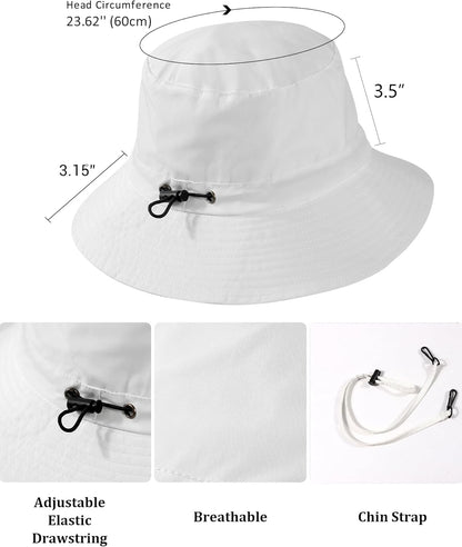 Water-Resistant Sun UPF 50+ Bucket Hat Protection Packable Brimmed Boonie for Women Men Summer Lightweight Hiking Outdoor Cap