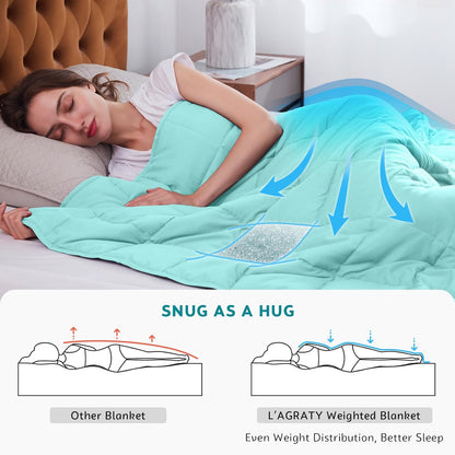L'AGRATY Weighted Blanket - 48"x72" 20lbs Cooling Breathable Heavy Blanket Microfiber Material with Glass Beads Big Blanket for Adult All-Season Summer Fall Winter Soft Thick Comfort Blanket