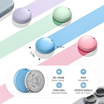 Air Tracker Tags-4 Pack Tracker Tag Work with Apple Find My (iOS 14.6 Above Only) Smart Tag Item Finders for Key, Luggage, Backpack，etc. (Red, Blue, Purpule, Glue, 4 Pack)