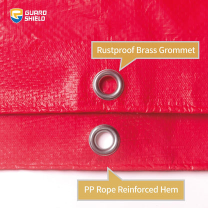 GUARD SHIELD Red Tarp 20x20 Feet Tarps High Visibility Outdoor Poly Cover Lightweight 6mil