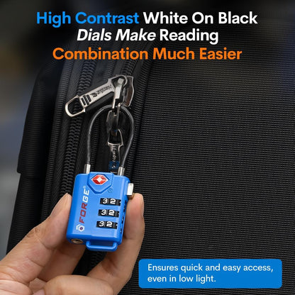 TSA Approved Cable Luggage Locks, Re-settable Combination with Alloy Body