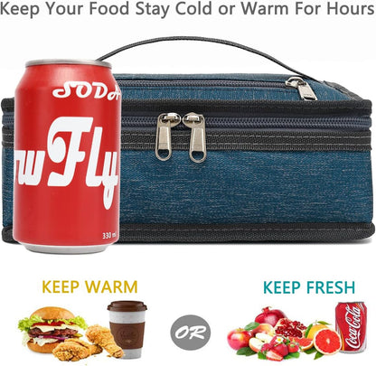 FlowFly Small Insulated Lunch box Portable Soft Bag Mini Cooler Thermal Meal Tote Kit with Handle for Work & School, Royal