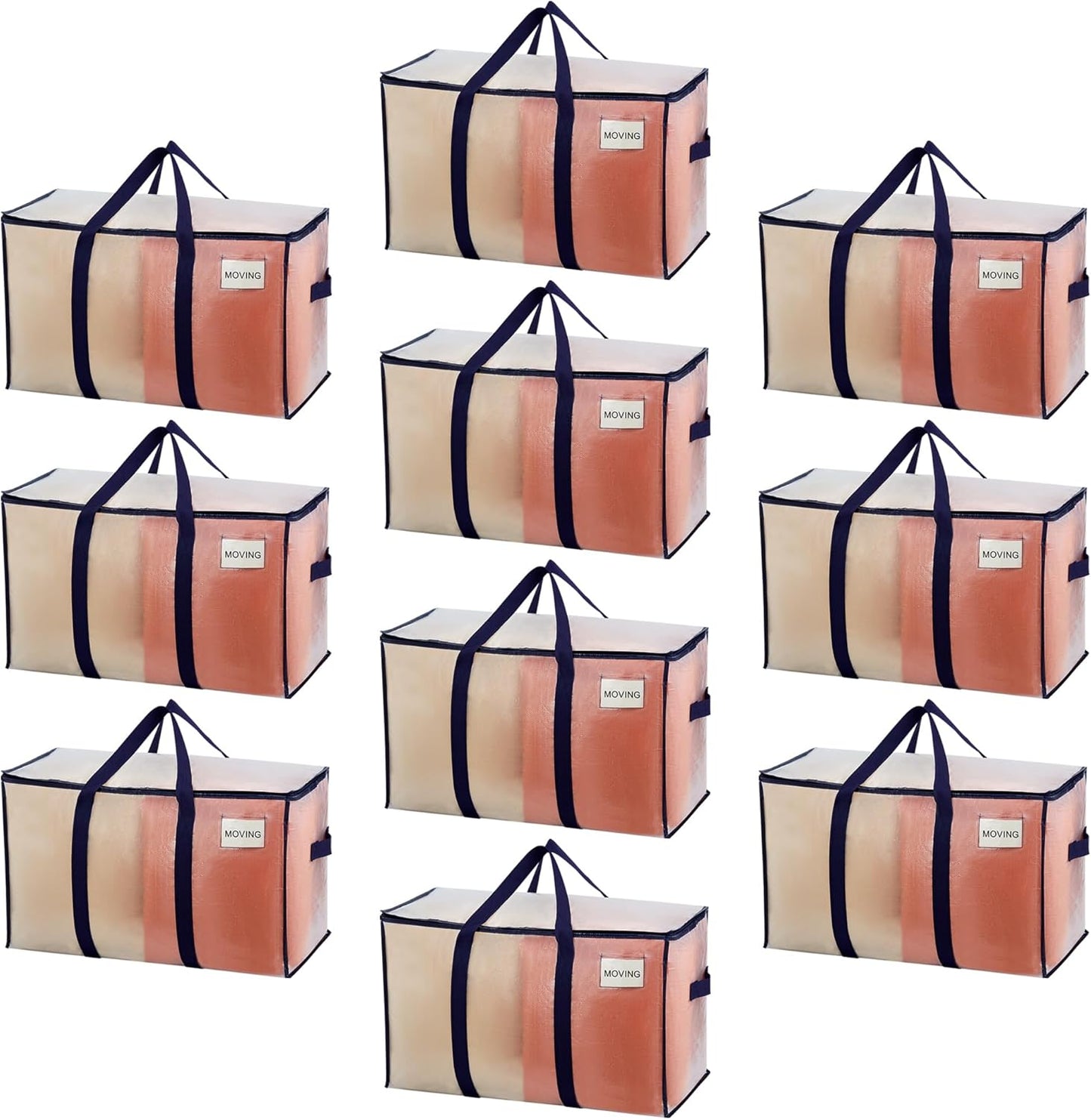 VENO 10 Pack Moving Bags, Heavy Duty, Moving Boxes Alternative, Packing Storage Supplies for Dorm Room Essentials with Zipper for Clothes, Extra Large Totes for Packaging (Clear, 10 Pack)