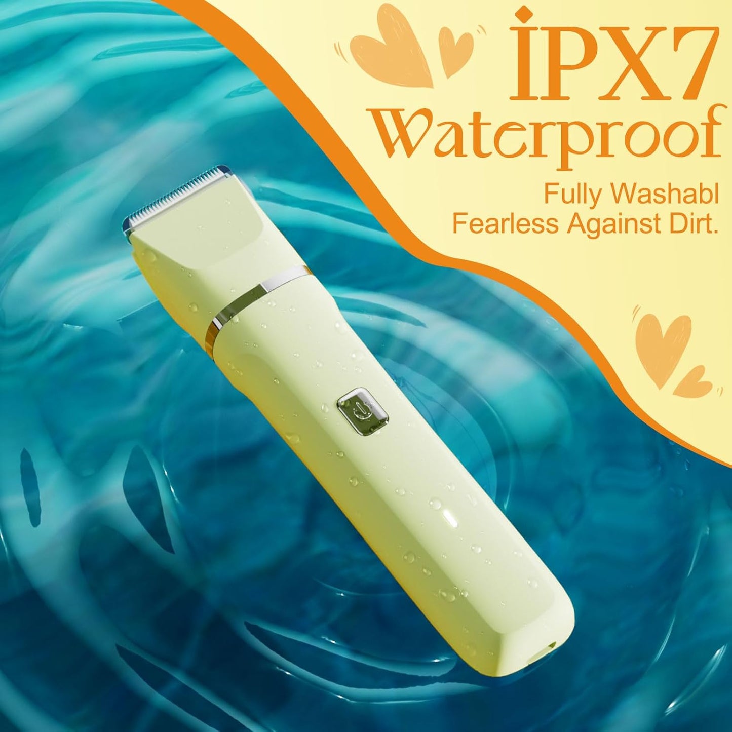 Womens Razors for Shaving - Wet/Dry 2-in-1 Beauty Dermave Bikini Shaver with Body&Facial Hair Heads, Cordless IPX7 Waterproof Trimmer for Pubic Hair&Sensitive Skin, Tiktok Trend Items (Yellow)