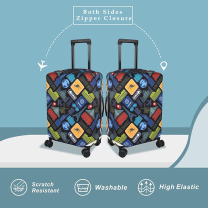 Explore Land Travel Luggage Cover Suitcase Protector Fits 31-32 Inch Case (Bon Voyage, XL)