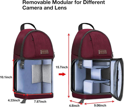 MOSISO Camera Sling Bag, DSLR/SLR/Mirrorless Camera Backpack Case Shockproof Photography Backpack with Tripod Holder & Removable Modular Inserts Compatible with Canon/Nikon/Sony/Fuji