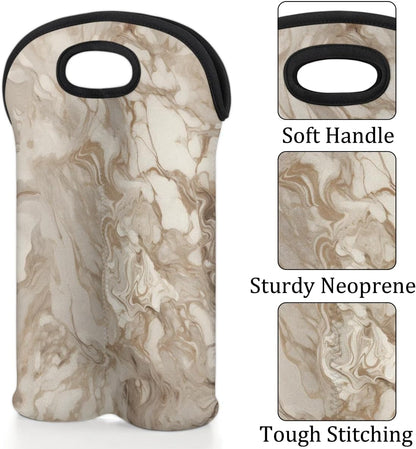 Wine Carrier Tote Personalized Bag for 2 Bottles - Neoprene Wine Bottle Holder with Carry Handle, Wine Protective Bag Insulated Bag Beer Cans Water Bottle Holder for Travel Picnic,Style1