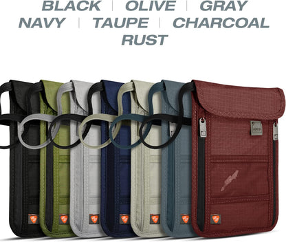 Lewis N. Clark RFID Blocking Stash Neck Wallet, Travel Pouch + Passport Holder for Women & Men, Gray, One Size