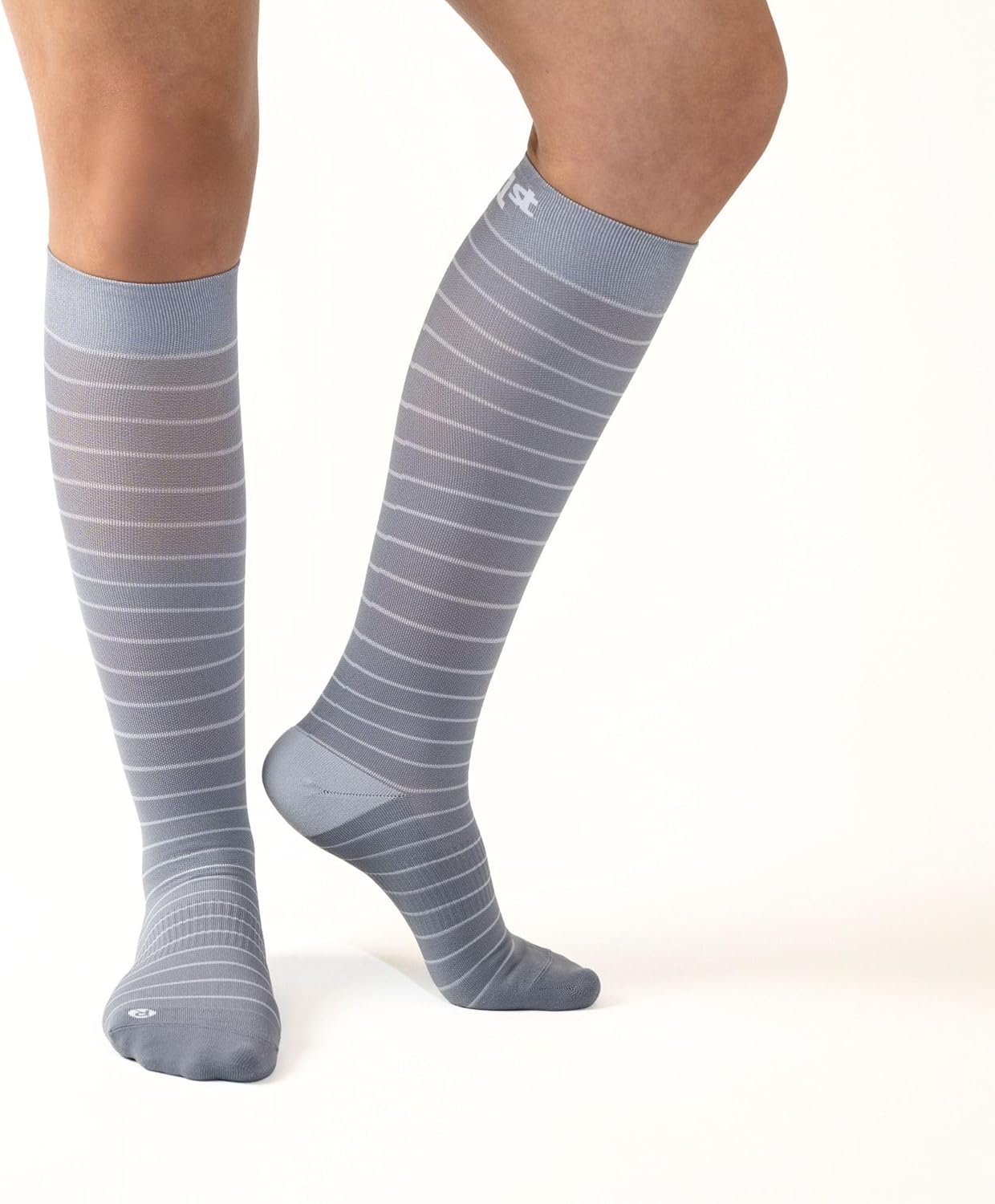 Medical Grade Compression Socks for Men & Women 15-20 mmHg by OrthoSleeve (Grey w/Stripes, Small)