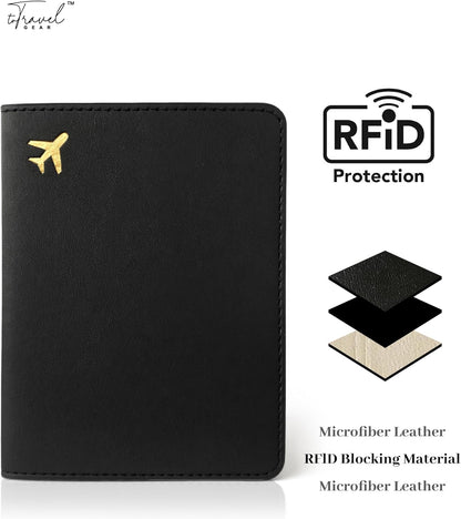 Passport Holder for Travel Essentials,RFID Blocking Passport Cover Case for Travel Accessories,Travel Wallet for Women Men (Black)