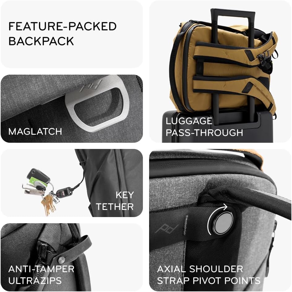 Peak Design Everyday Backpack V3 20L, Eclipse, MagLatch Top, Dual Side Access, FlexFold Dividers, Fits 15" Laptop, For Camera Carry, Daily Commutes or Travel, Versatile Backpack for Men and Women