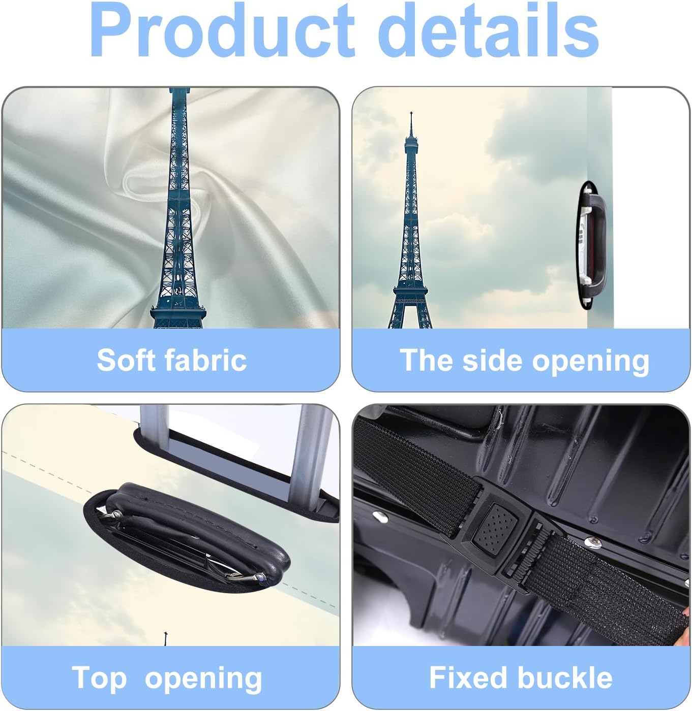 Luggage Cover Washable Suitcase Protector Anti-scratch Suitcase cover Fits 20-34 Inch Luggage (Grey, M(24-26inch suitcase))