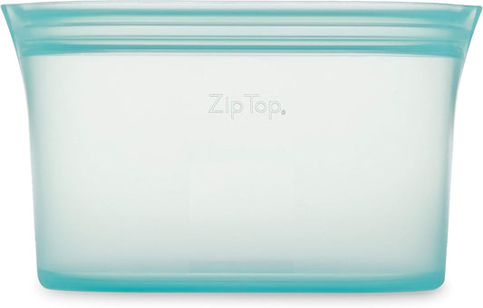 Zip Top Reusable Food Storage Bags | Large Dish [Teal] | Silicone Meal Prep Container | Microwave, Dishwasher and Freezer Safe | Made in the USA