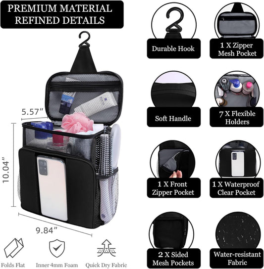 Mesh Shower Caddy,Portable HangingTravel Toiletry Bag Dorm Room Essentials for College Students Girls,Large Makeup Organizer for Full-Sized Toiletries,Travel Essentials for Women Girls Camping Beach