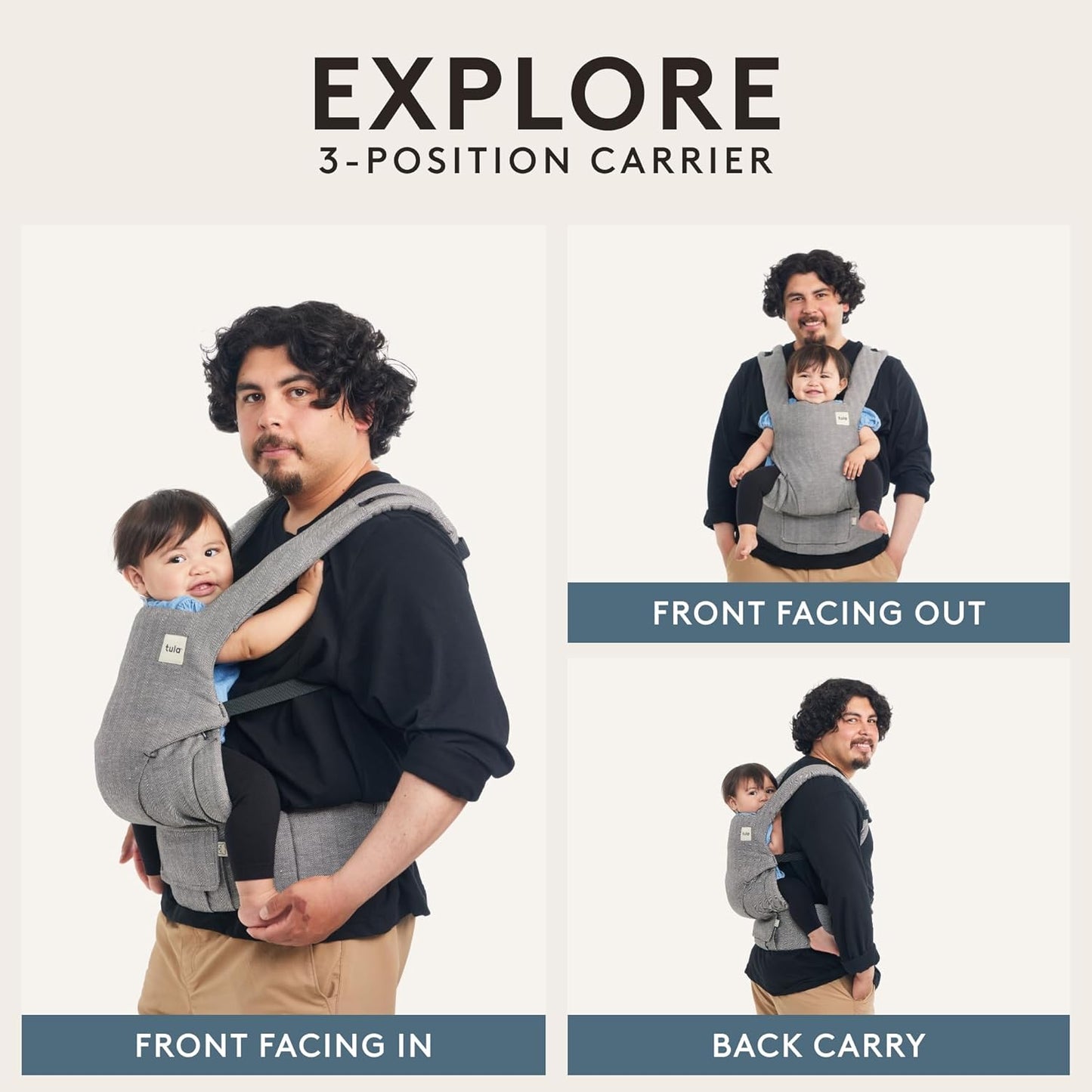 Baby Tula Explore Carriers - Breathable Baby Carrier Newborn to Toddler - Adjustable Toddler Carrier - Multiple Ergonomic Positions Front and Back - Ergonomic Fit for 7-45 lb - Cotton, Discover
