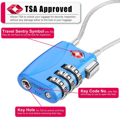 ZHEGE TSA Wire Lock for Travel, Luggage, Suitcase, Baggage, Backpack, Pistol Case (Blue)