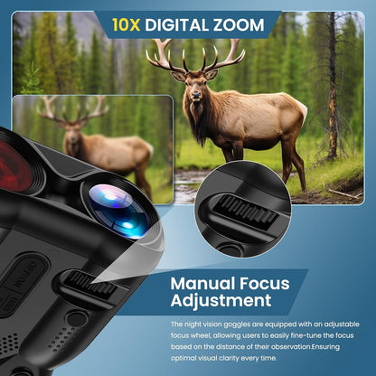 Night Vision Goggles,4K Night Vision Binoculars for Adults,Thermal Binoculars with 10X Zoom,9-Level Infrared,1000FT Infrared Range,32GB TF Card,Photo&Video Recording,Compact Design,Ideal Gifts for Men