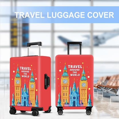 Luggage Cover Washable Suitcase Protector Anti-Scratch,Stretchable Fit for 20-34Inch Luggage Durable Travel Bag Cover with Zipper Closure (London-2, XL(fits 32-34Inch suitcase))