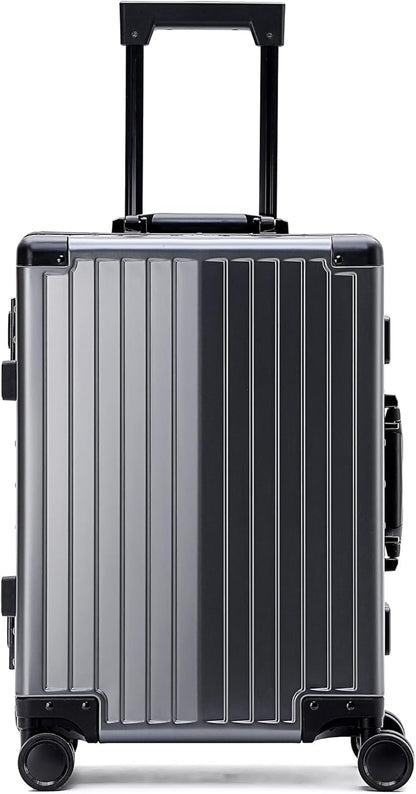 YYW Aluminum Carry-On Luggage Airline Approved Lightweight Suitcase with TSA Lock and Silent Wheels, Hardshell Spinner Business Travel (Gunmetal gray, 24in)