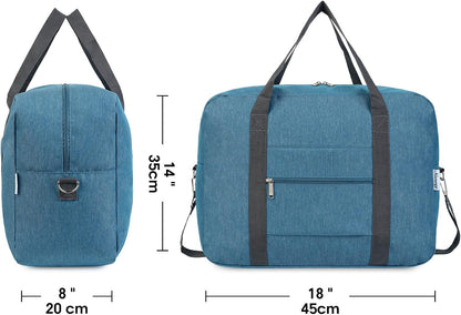 For Spirit Airlines Personal Item Bag 18x14x8 Foldable Travel Duffel Bag Tote Foldie Duffle Carry on Luggage for Women and Men 30L (Navy Blue (With Shoulder Strap))