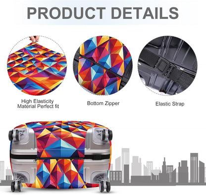 ANNA QUEEN Colorful Geometric Luggage Cover, Abstract Prism Pattern Suitcase Protector, Stretchable, Washable Travel Cover for 24-26 Inch Luggage, Bright, Durable & Eye-Catching