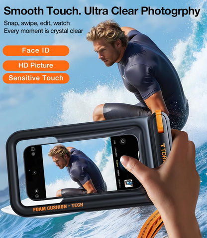 TORRAS IP68 Waterproof Phone Pouch Double Space, Floating Waterproof Phone Case with Lanyard for iPhone 16 Pro Max 15 14 13 S25 S24, Phone Dry Bag Vacation Cruise Ship Travel Essentials 7.0'', Black