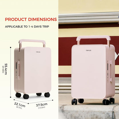TUPLUS 20” Carry-On Hardside Luggage Lightweight ABS Travel Suitcase with Wide Handle Spinner Wheels TSA Combination Lock, Balance Series 2.0, Sakura Pink