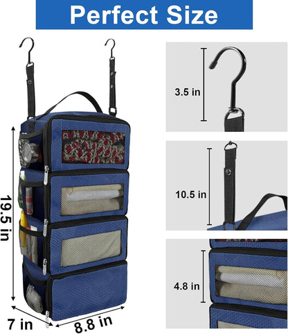 Suitcase Organizer, Travel Luggage Organizer Portable Hanging Travel Shelves Collapsible Hanging Packing Cubes for Carry on Suitcase