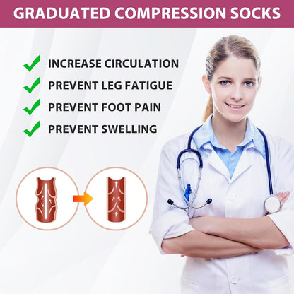 Compression Socks for Women Men Circulation Knee High 8 Pairs for Nurses, Running, Travel, Athletic