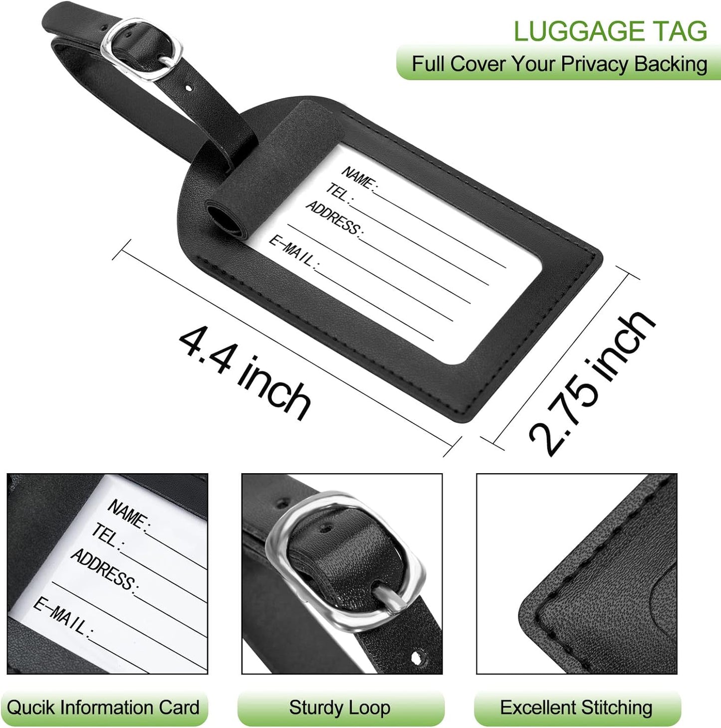 Passport Holder With Luggage Tag Travel Essentials Passport Cover Wallet RFID Blocking Leather Case International Must Haves Travel Accessories Women Men(115#Black)