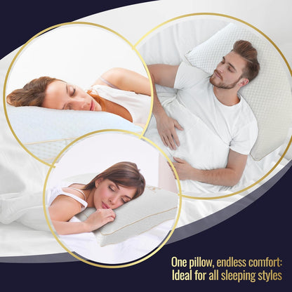 Royal Therapy Queen Memory Foam Pillow, Adjustable Shredded Odor-Free Pillow for Neck & Shoulder Pain Relief, Support for Back, Stomach, Side Sleepers, AirFlowPRO
