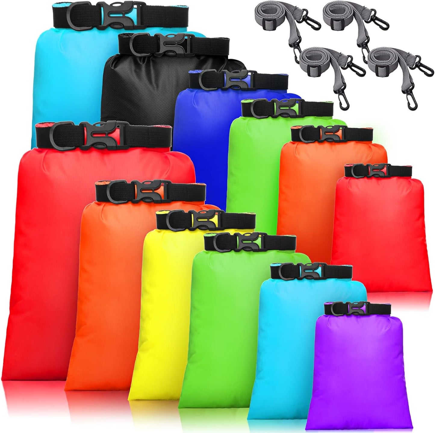 Shappy Waterproof Dry Bag Set 6 Sizes Lightweight Sacks and Long Adjustable Shoulder Strap Outdoor Water Proof Keep Gear Dry Bag Stuff Sacks for Backpacking, Boating, Hiking, Camping
