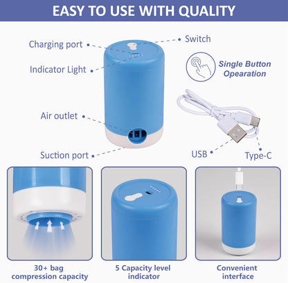 Cozy Essential 15 Pack Travel Vacuum Storage Bags with Portable Electric Pump, Suitase Vacuum Seal Space Saver Bags for Clothing and Luggage Compression
