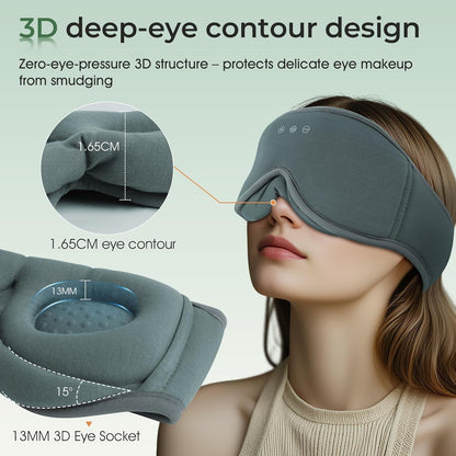 Sleep Mask with Headphones Bluetooth 5.4，LC-dolida 2025 New 3D Bluetooth Sleep Mask Headphones with Soft Bamboo Cotton for Side Sleepers Women Men, Sustainable Luxury for Better Sleep