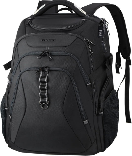 KROSER Travel Laptop Backpack 18.4 Inch XXXL Gaming Backpack with Hard Shell Saferoom RFID Pockets Water-Repellent Business College Daypack Stylish Laptop Bag for Men/Women-Black