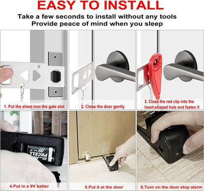 MBBEST Portable Door Lock & Door Stop Alarm,Dual Protection Security Devices Pocket Door Stopper Self Defensey Tools for Hotel Travel Home Apartment House, Red/Black