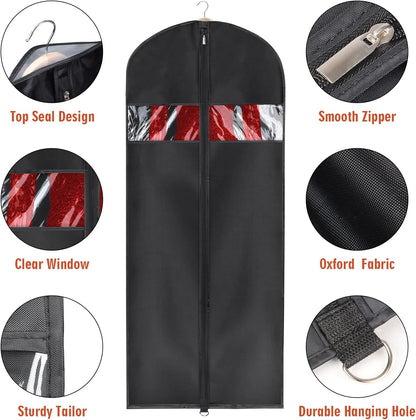 Univivi Garment Bag Suit Bag for Storage and Travel 60 inches, Lightweight Study Full Zipper Washable Suit Cover for Dresses, Suits, Coats, Set of 5